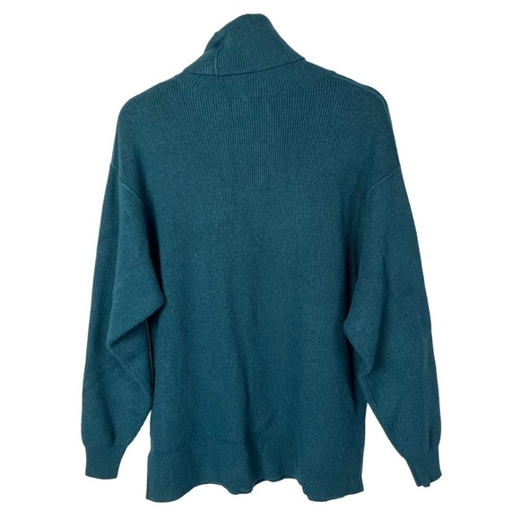 Free People Softly Structured Turtleneck Teal Blue Sweater S - Picture 4 of 6